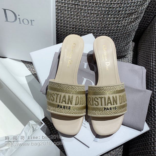 DIOR女鞋 迪奧2021專櫃新款磨砂新大底涼拖 Dior一字型刺繡平拖  naq1506